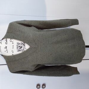 Madewell- Womens Speckled V Neckline Oversized Wool Blend Sweater Sz.S
